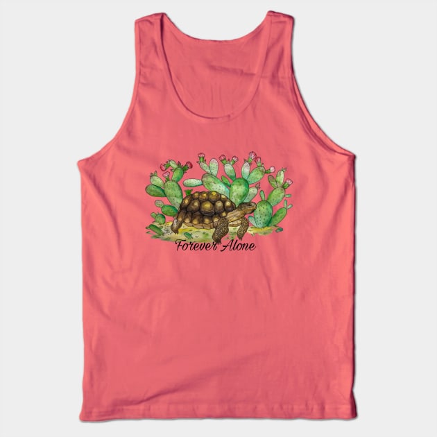 Forever Alone Desert Tortoise and paddle cacti Tank Top by JJacobs